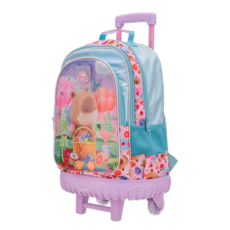 Mochila Escolar Filgo 2026 3D 18" Capibara Con Carro Art.MO26-T3D-308